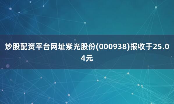 炒股配资平台网址紫光股份(000938)报收于25.04元