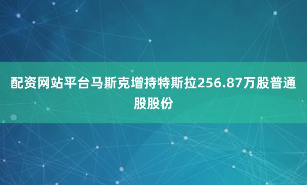 配资网站平台马斯克增持特斯拉256.87万股普通股股份